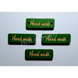 Бирка деревянная пришивная "Hand Made". Зеленый. 30 х 10 мм