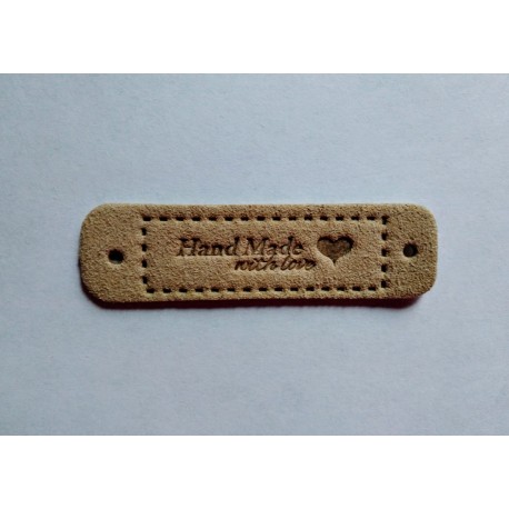 Бирка пришивная "Hand Made with love" 55 х 15 мм. Бежевый