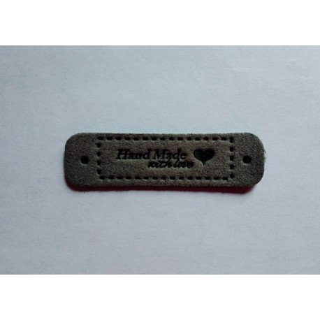 Бирка пришивная "Hand Made with love" 55 х 15 мм. Серый