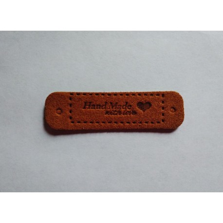 Бирка пришивная "Hand Made with love" 55 х 15 мм. Медь