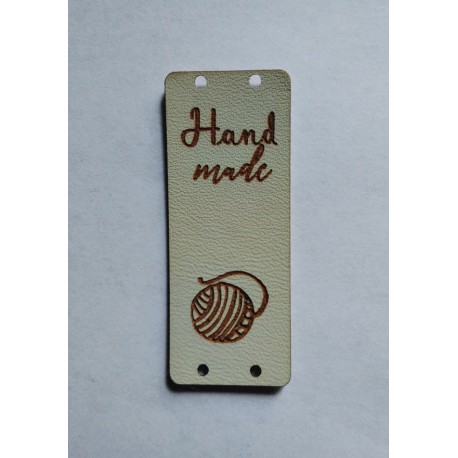 Бирка пришивная "Hand made" 50 х 20 мм. Молочный