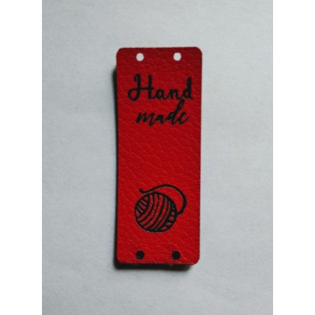Бирка пришивная "Hand made" 50 х 20 мм. Красный