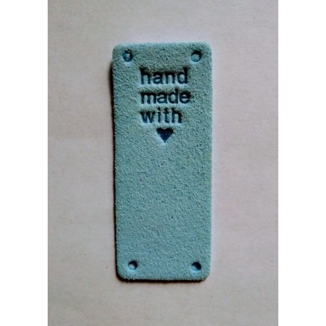 Бирка пришивная "Hand made with love" 50 х 20 мм. Голубой
